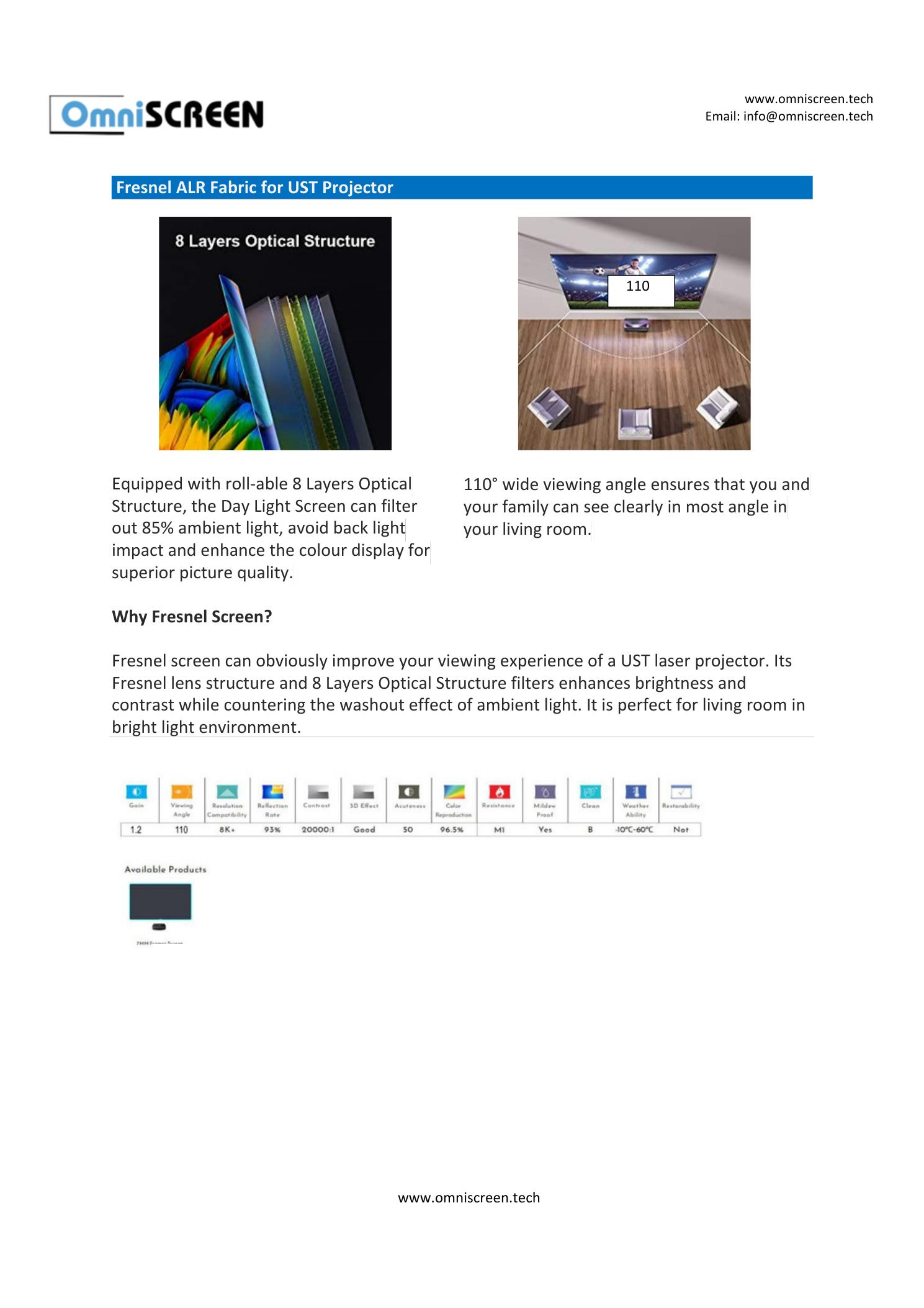 Fresnel optical structure and viewing angle
